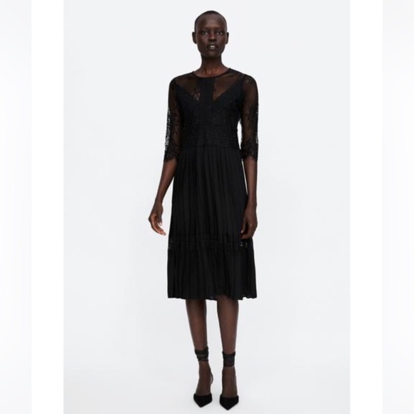 Zara | Dresses | Zara Combined Pleated Dress | Poshmark